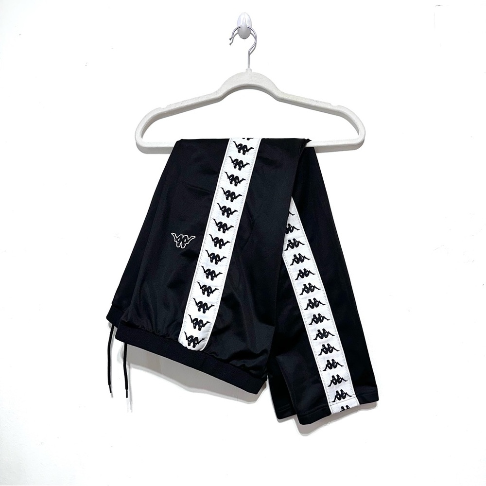 NWOT Kappa Black White Drawstring Track Pants Sz Medium